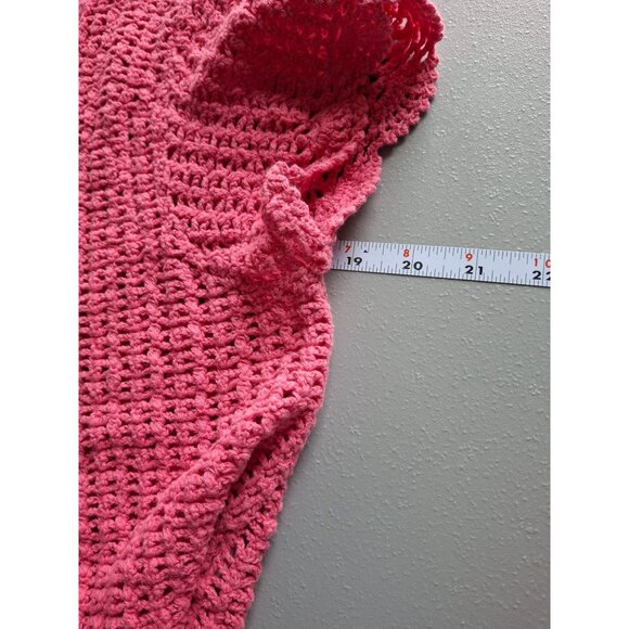 NY Collection Hand Crocheted Short Sleeve Cardigan Womens XL Pink - Picture 6 of 7